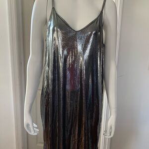 Shimmering Metallic Slip Dress